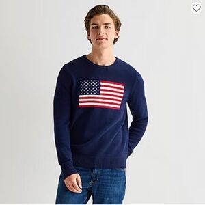 Navy Sweater with American Flag